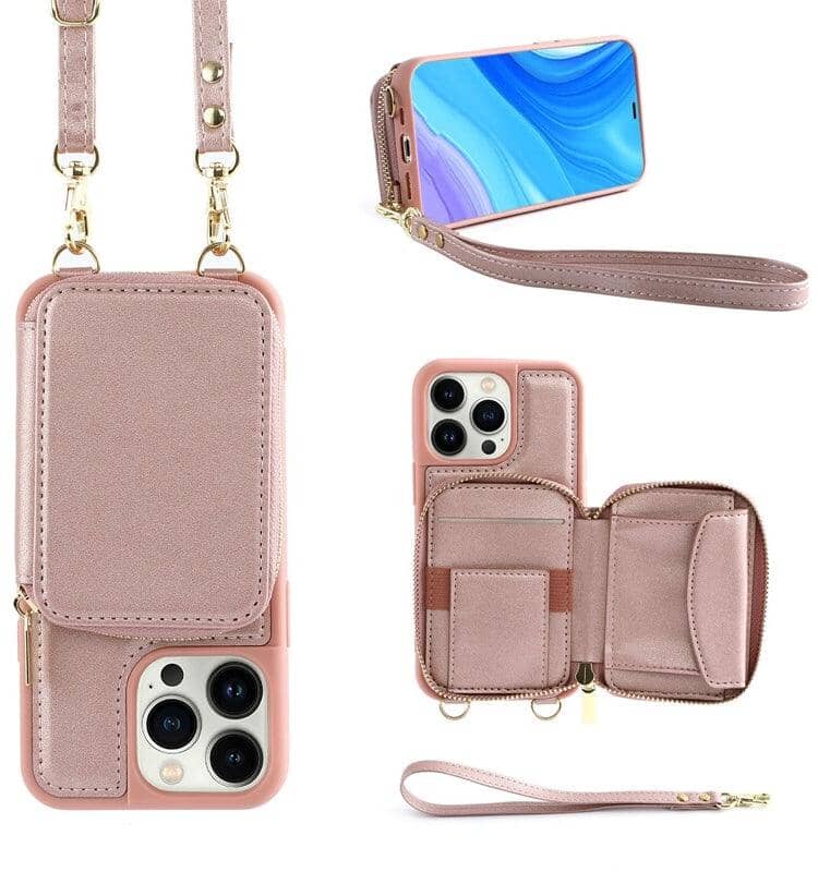 IPhone Convertible Leather Crossbody Wallet Bag So-comfy Pink 12 