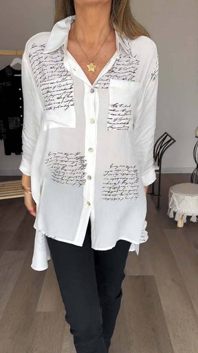 Letter Print Fashion Lapel Shirt shirt So-Comfy 