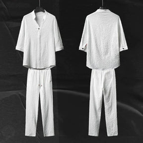 Men's 2 Pieces Linen Set Summer Outfits So-comfy 