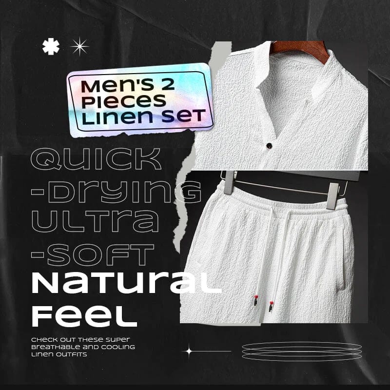 Men's 2 Pieces Linen Set Summer Outfits So-comfy 