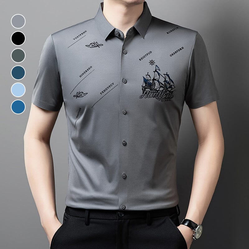 🔥Men's Short Sleeve Button Down Business Shirt shirt So-Comfy 