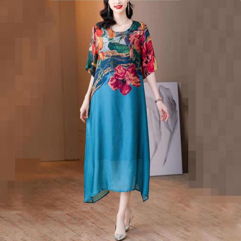 Women's Elegant Flowy Floral Clothing & Accessories So comfy Blue M 